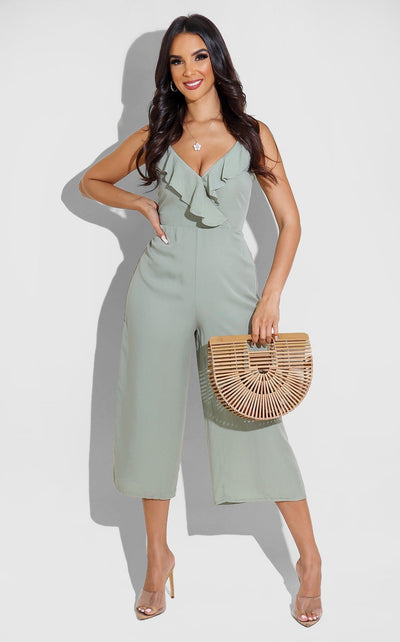 A Day in Phoenix Thin Strap Jumpsuit Olive