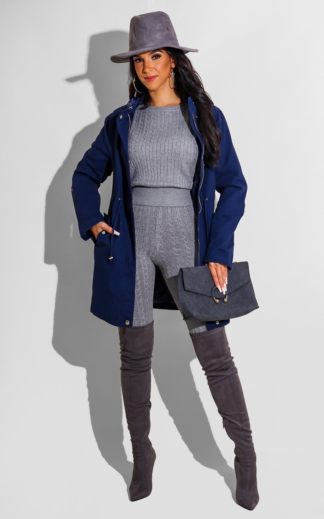 Fall Trench Jacket Blue