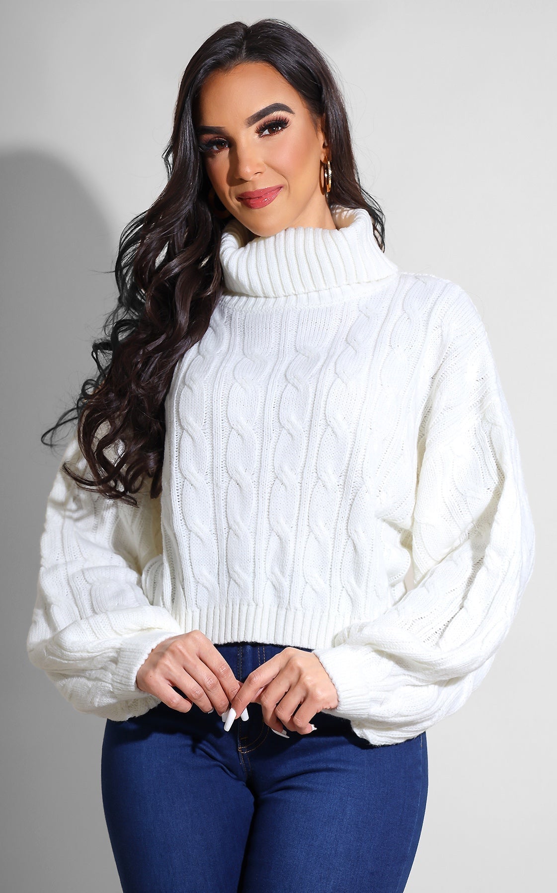 Winter In Wonderland Cable Knit Turtleneck - White