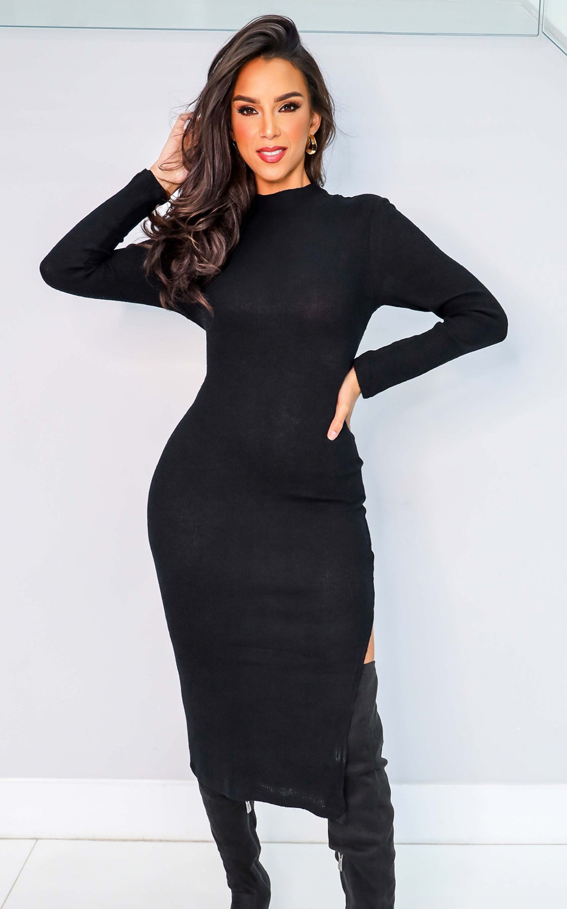 Fall Is For Love Sweater Dress Black