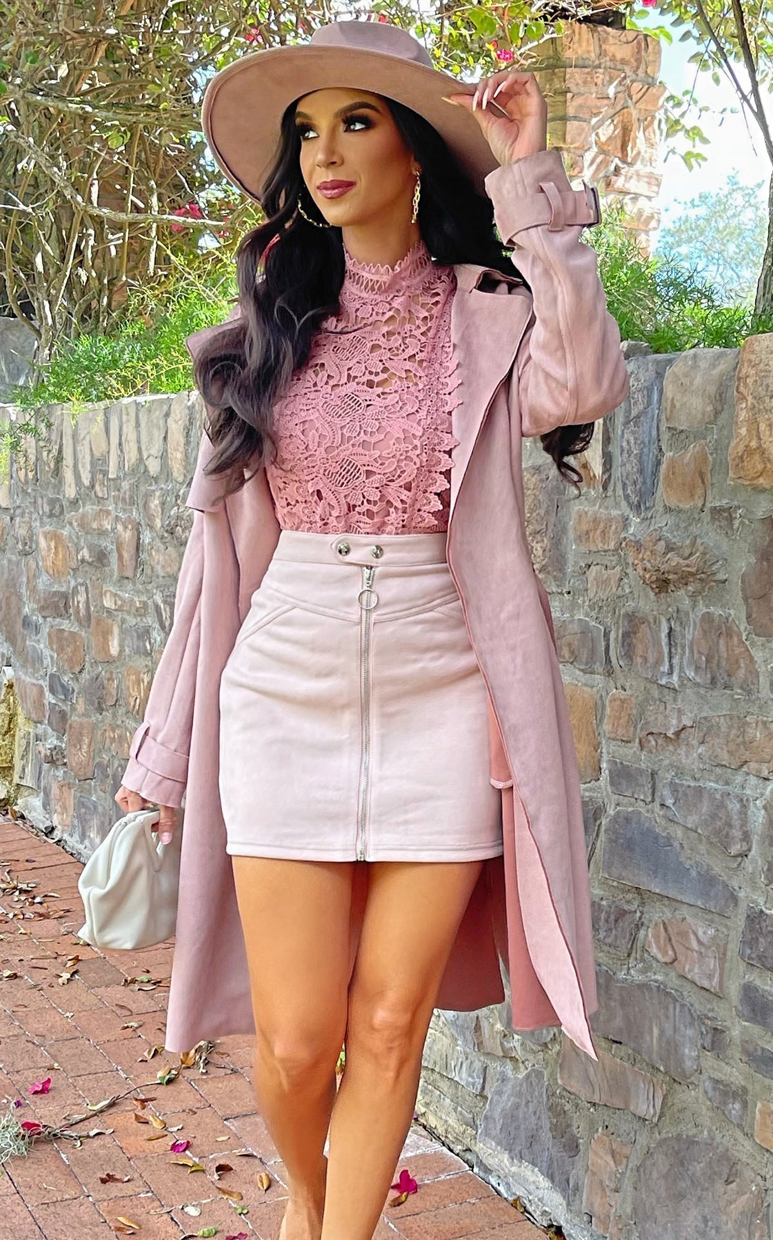 Perfect Weather Faux Suede Coat Blush