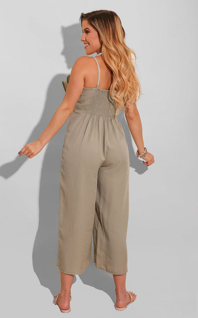 A Day in Phoenix Thin Strap Jumpsuit Olive