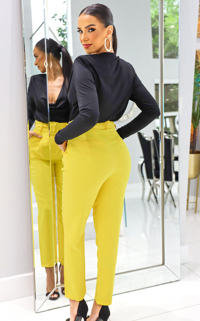 Star Of The Show Belted Pants Yellow