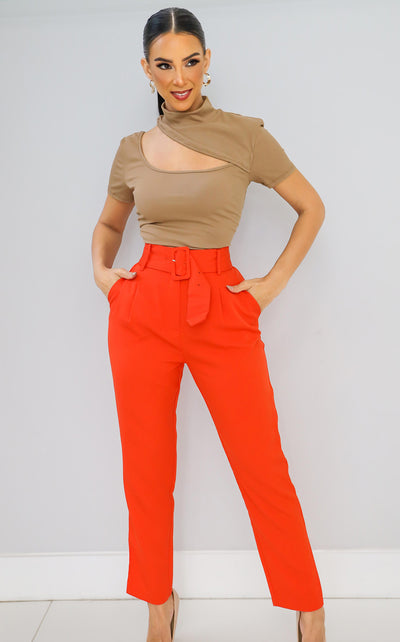 Star Of The Show Belted Pants Orange