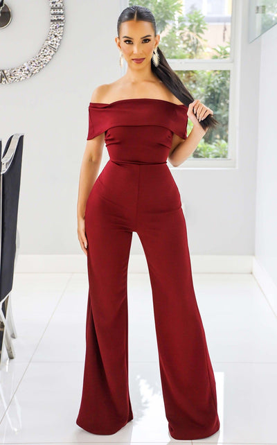 Holiday Chic Jumpsuit Burgundy